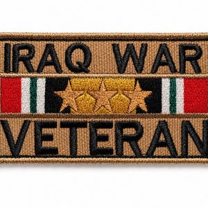 Iraq War Veteran Patch with 3 Bronze Stars – Tactical Morale Patch with Hook & Loop – Embroidered Military Style Patch – Gift for Veteran