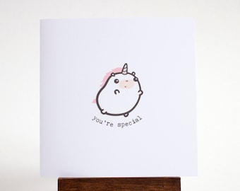 unicorn card - mini handmade greeting card