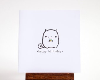 Cat with ice cream birthday card