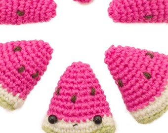 Crochet watermelon slice pattern - mini amigurumi pattern pdf