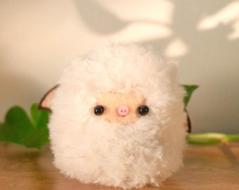 Cute bat plush toy - white handmade stuffed animal