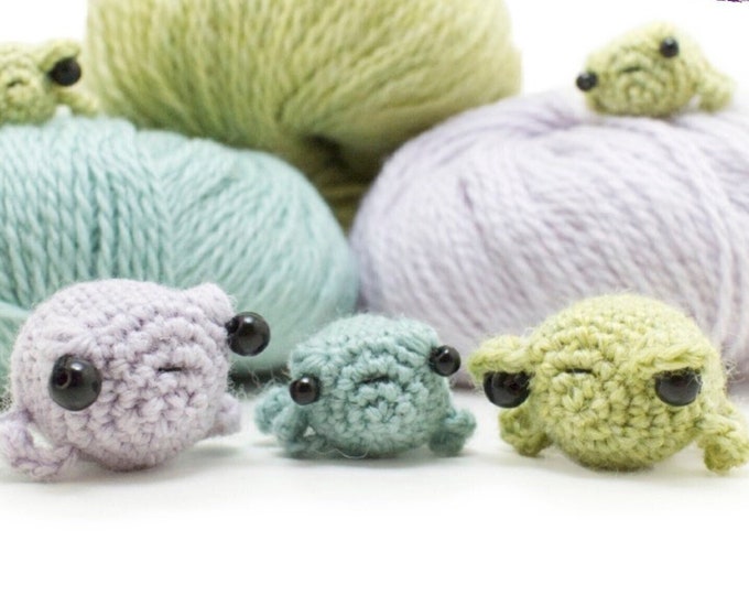 Featured listing image: Mini frog crochet pattern - no-sew amigurumi pattern