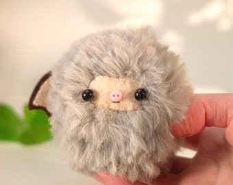 Cute bat plush toy - grey crochet stuffed animal amigurumi