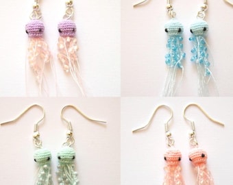 Mini Jellyfish Crochet Pattern - Small Whimsical Amigurumi Earrings PDF Pattern