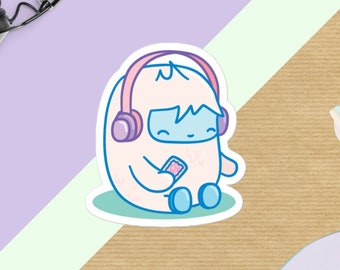 Yeti Wearing Headphones Sticker - cute vinyl sticker - kiss-cut graphic sticker