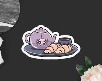 Spooky Tea Time Sticker - creepy cute sticker for tea lovers