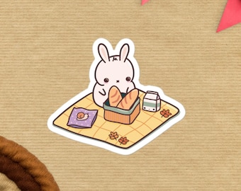 Bunny Picnic Sticker - cute vinyl sticker for autumn