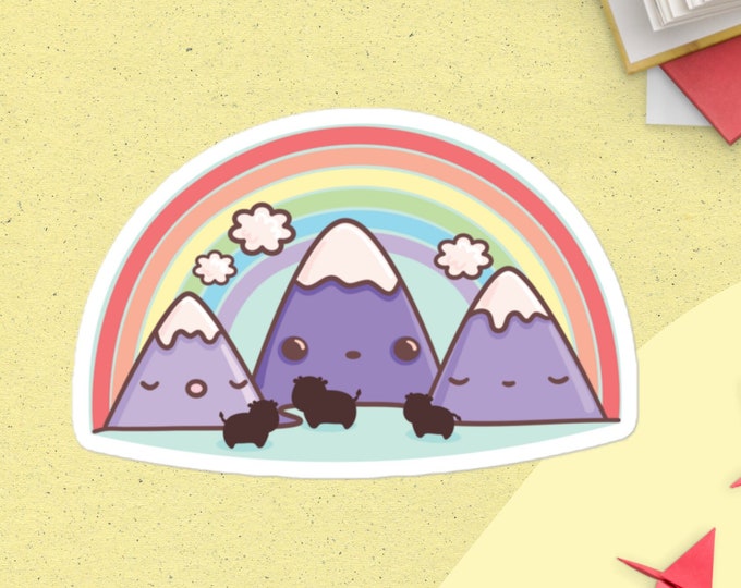 Featured listing image: Cute Rainbow Mountain sticker - kiss-cut vinyl graphic sticker