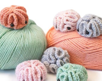 Crochet brain amigurumi pattern - cute crochet worry pet or Halloween decoration