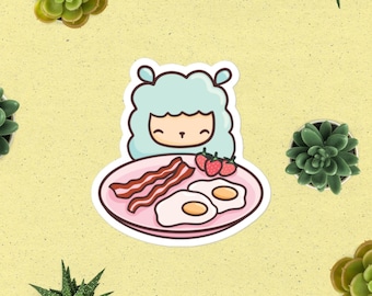 Breakfast Llama Sticker - cute vinyl stickers for llama lovers