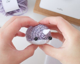 Crochet kit - mini amigurumi narwhal craft kit