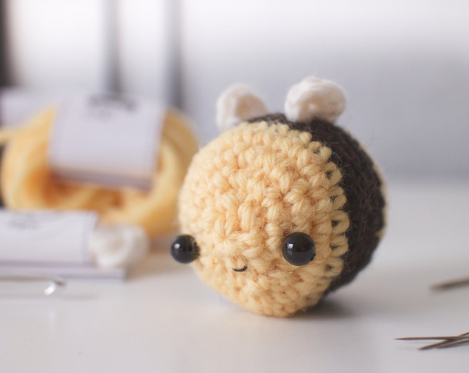 Featured listing image: amigurumi kit - crochet bumble bee craft kit