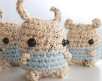 Jumbo amigurumi bunny plush - brown and blue