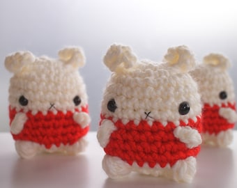 Jumbo amigurumi bunny plush - red and white