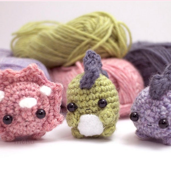 Conjunto de padrões de crochê de dinossauros - padrão de amigurumi