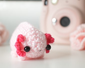 crochet axolotl plush art toy - miniature amigurumi animal gift
