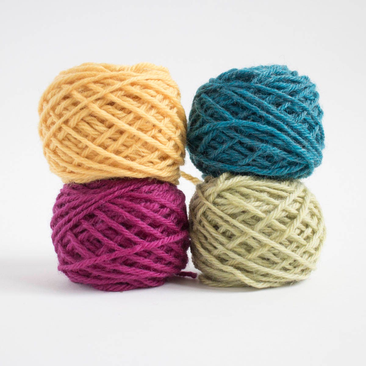 mini yarn ball set in bold colours worsted weight, pure wool, 48