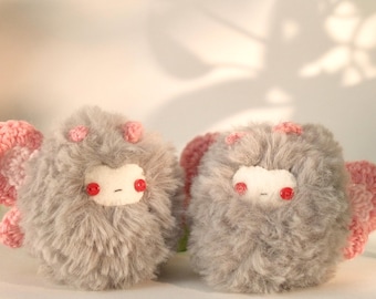Cute moth plush toy - grey crochet moth amigurumi plushie