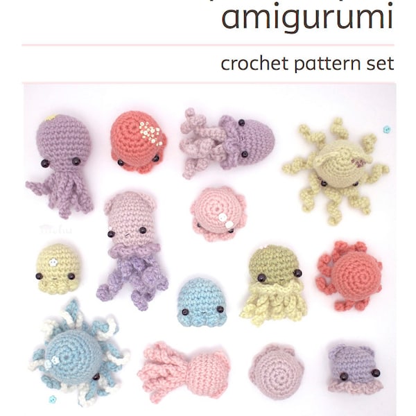 crochet pattern - octopus, squid & jellyfish amigurumi pattern