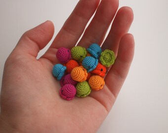 Miniature crochet octopus in a 2 cm glass jar - bright colours