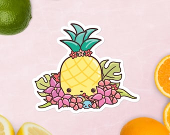 Summer Vibes Pineapple Sticker - vinyl graphic sticker for summer