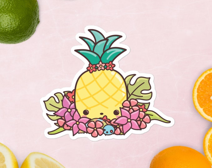 Featured listing image: Summer Vibes Pineapple Sticker - vinyl graphic sticker for summer