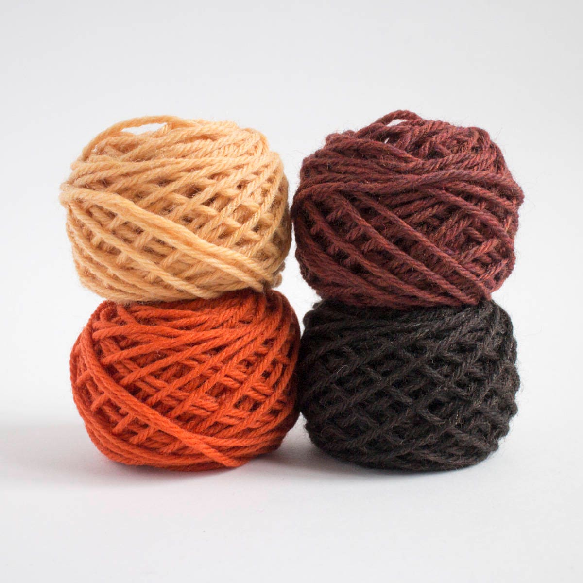 mini yarn skein set in autumn colours - worsted weight, pure wool, 48