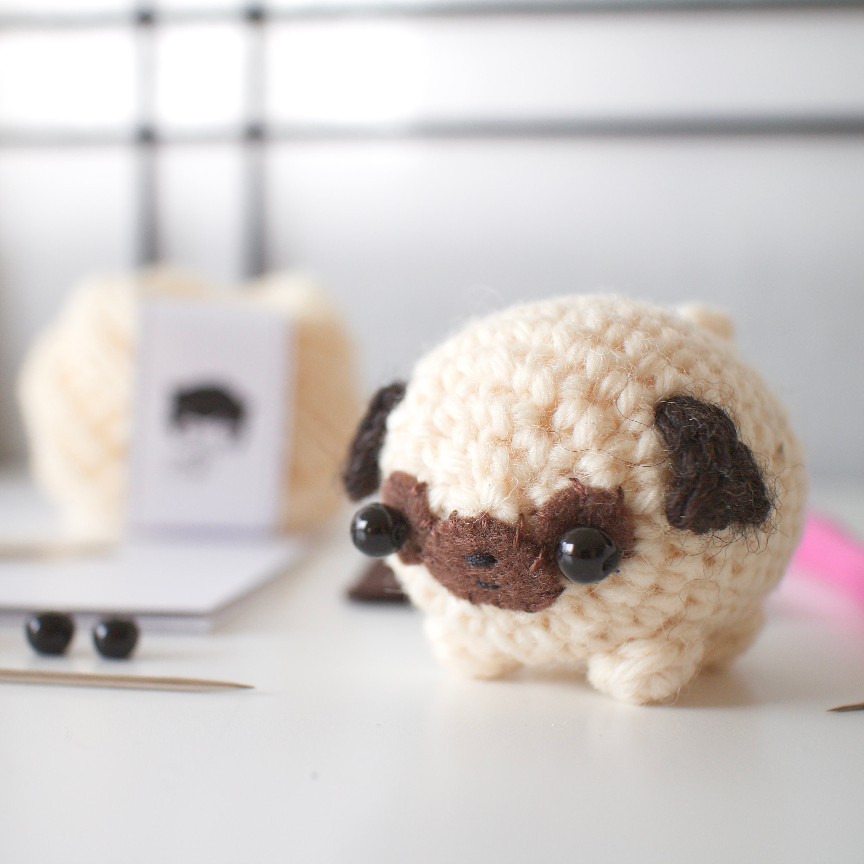 crochet kit - amigurumi pug dog craft kit