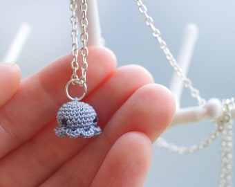 Crochet octopus necklace - miniature crochet octopus jewelry