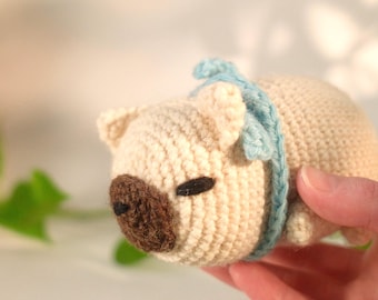 Sleepy French bulldog art toy - crochet amigurumi dog plush