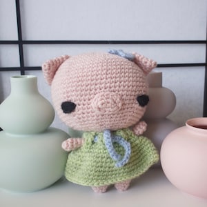 Amigurumi pig crochet pattern - downloadable pdf doll tutorial
