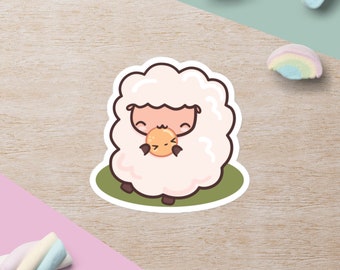 Sheep With Cookie Sticker - cute kiss-cut vinyl sticker