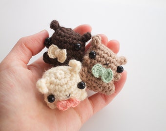 Mini bow tie bunny - small crochet amigurumi toy rabbit