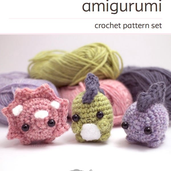 dinosaurs crochet pattern set - amigurumi pattern