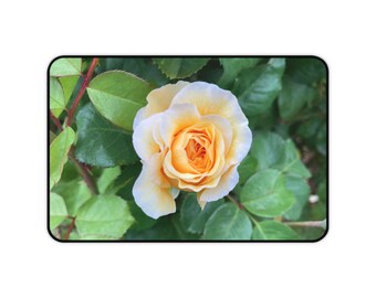 Schreibtischmatte Gelbe Rose: Florale Schreibtischdeko, Accessoire fürs Büro