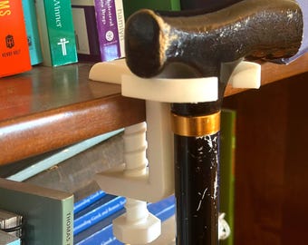 Suporte de bengala multifuncional para mesa/prateleira com fixação por parafuso