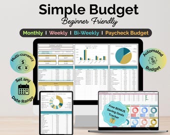 Monthly Budget Planner Google Sheets Budget Income Expense Tracker Financial Planner Biweekly Budget Spreadsheet Easy Budget Paycheck Budget