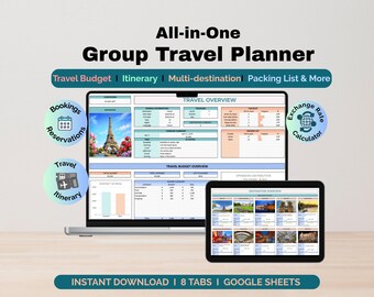 Travel Planner Google Sheets Vacation Planning Spreadsheet Trip Itinerary Travel Budget Tracker Packing List Holiday Checklist Bucket List