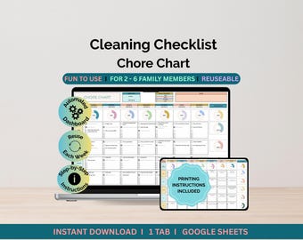Weekly Chores Checklist, Printable Cleaning Checklist for Couples, Kids Chore Chart, Daily To do List, Digital Chore Chart