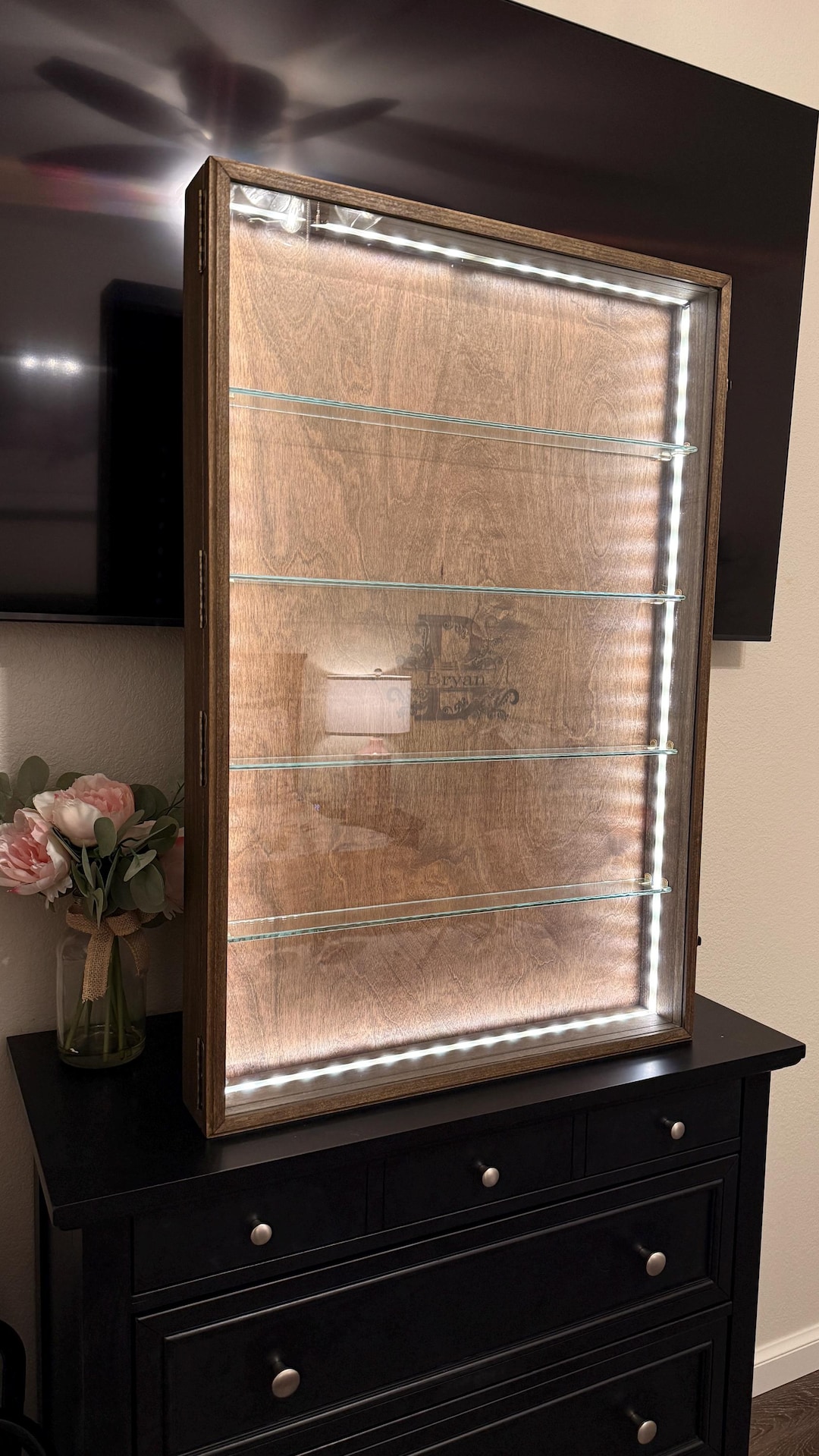 Extra Large Shadow Box 24x36x3 | Tempered Glass Shelves, Door, LED ...