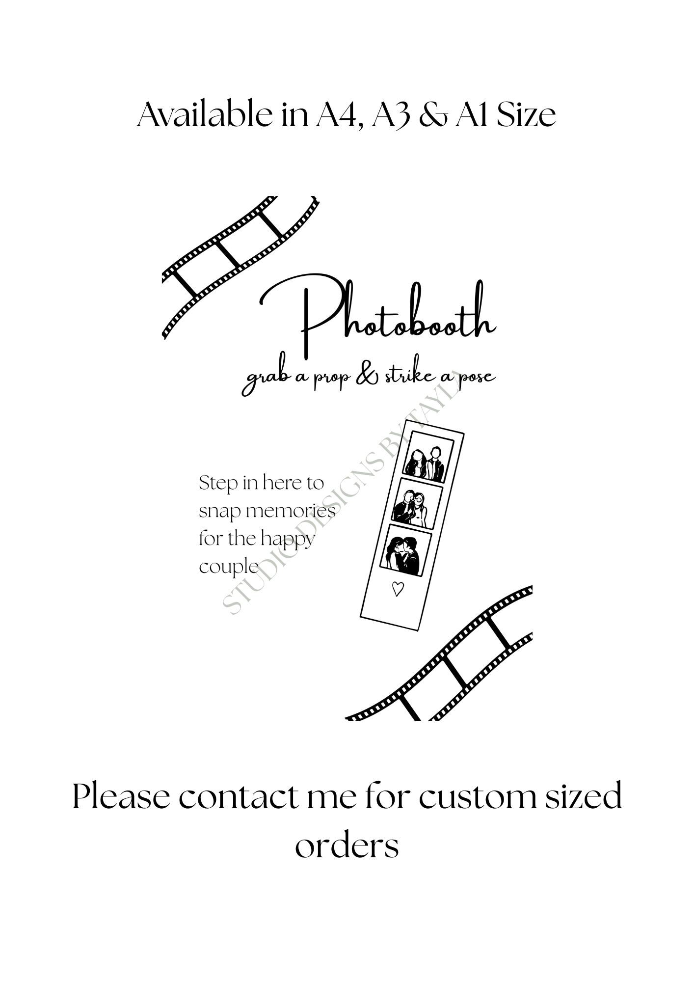 Customised Photo Booth Sign - Customised Digital Download - A4, A3 or ...