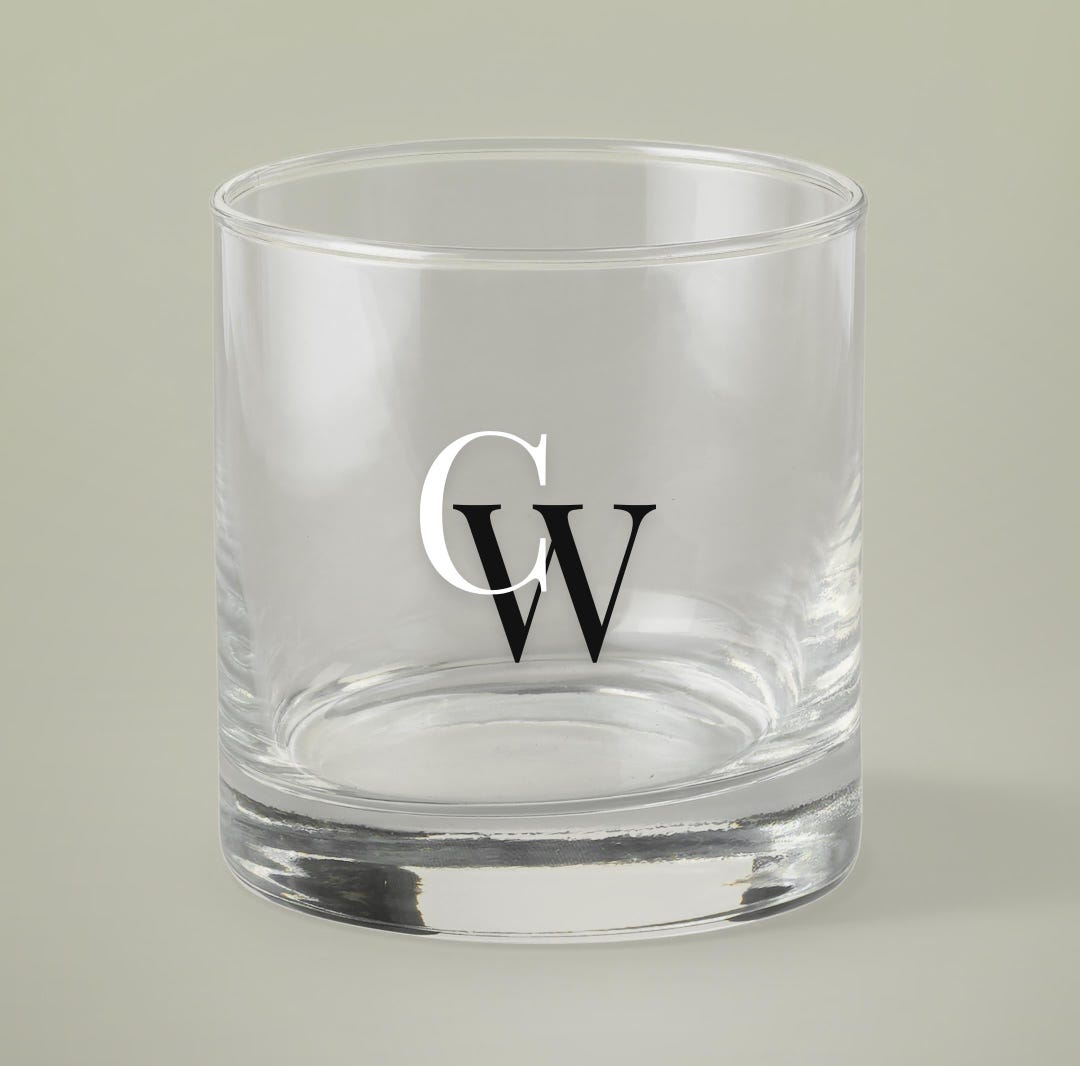 Monogram Rocks Glass Customizable | 10oz Engraved Whiskey Glass - Etsy