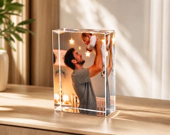 Bloque de fotos acrílico personalizado, foto familiar personalizada, regalo para el Día del Padre, regalo para papá con impresión UV, regalo para él.