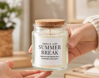 Vela personalizada de regalo para profesores durante las vacaciones de verano, vela de soja de agradecimiento de fin de año para profesores, regalo de verano para profesores.