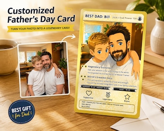 Tarjeta personalizada para el Día del Padre, Regalo para papá, Tarjeta holográfica con foto personalizada, Regalos para el Día del Padre, Regalo para él