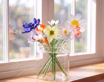 Flor de cristal hecha a mano para el mes de nacimiento, ramo de flores de nacimiento familiar, regalo de flores de nacimiento, flor de cristal, regalo para ella, regalo de cumpleaños