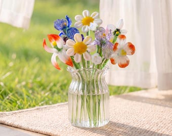 Flor de cristal hecha a mano para el mes de nacimiento, ramo de flores de nacimiento familiar, regalo de flores de nacimiento, flor de cristal, regalo para ella, regalo de cumpleaños, decoración del hogar