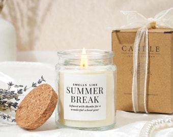Vela de regalo para profesores en vacaciones de verano, vela de regalo de fin de curso, regalo de agradecimiento para profesores, regalo de verano para profesores, regalos para estudiantes