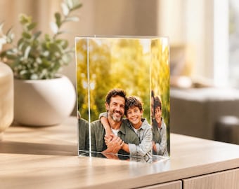 Bloque acrílico con foto personalizada, foto familiar personalizada impresa con UV, regalo para el Día del Padre, regalo para papá impreso con UV, regalo para él.