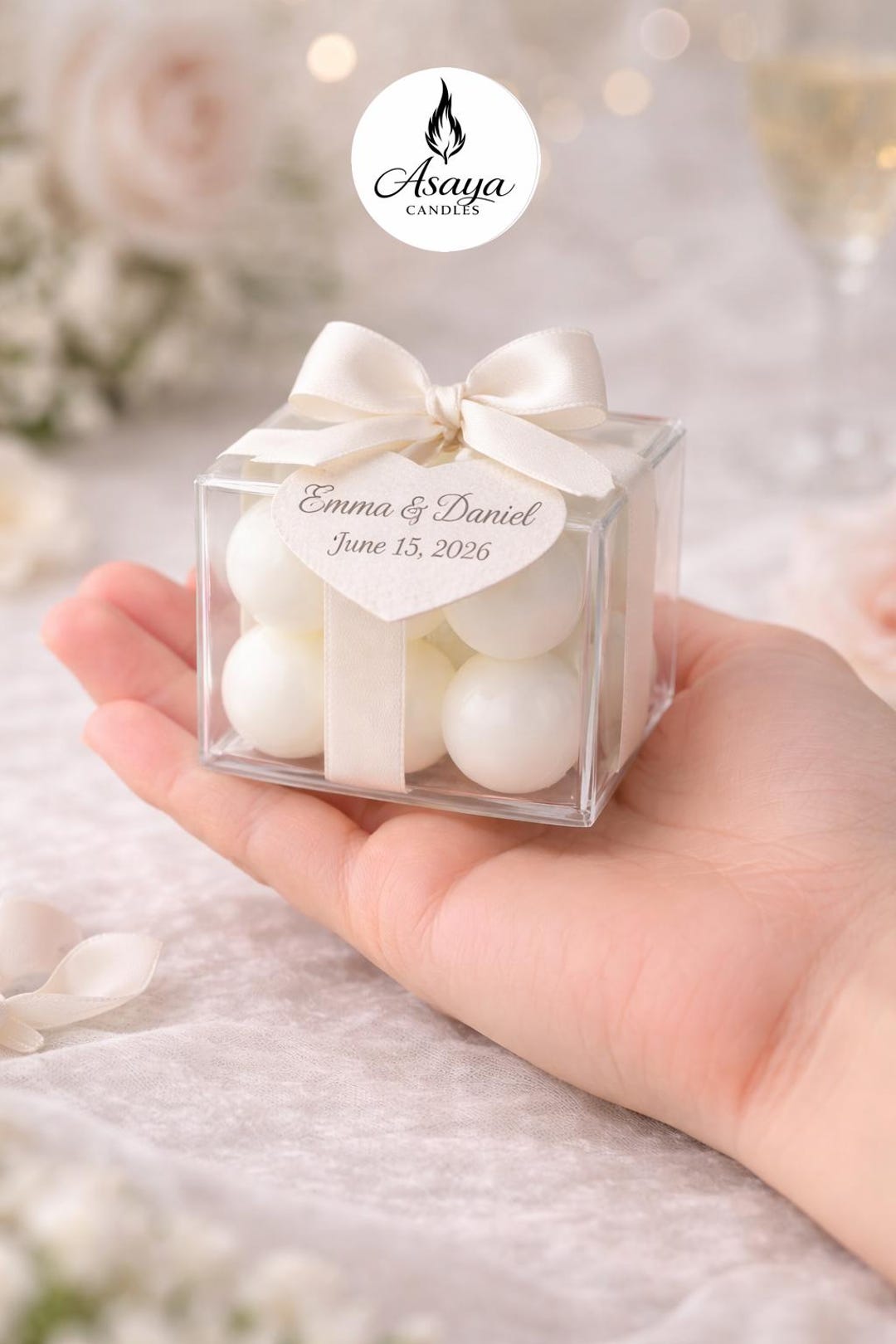 Personalized Bubble Candle Favors – Soy Wax Wedding Gift Set (names ...